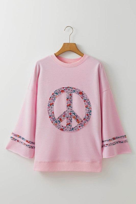 Peace Drop Shoulder Wide Sleeve Casual Top - Shop Style & More | Fresh Looks, Everyday Deals & Free Shipping