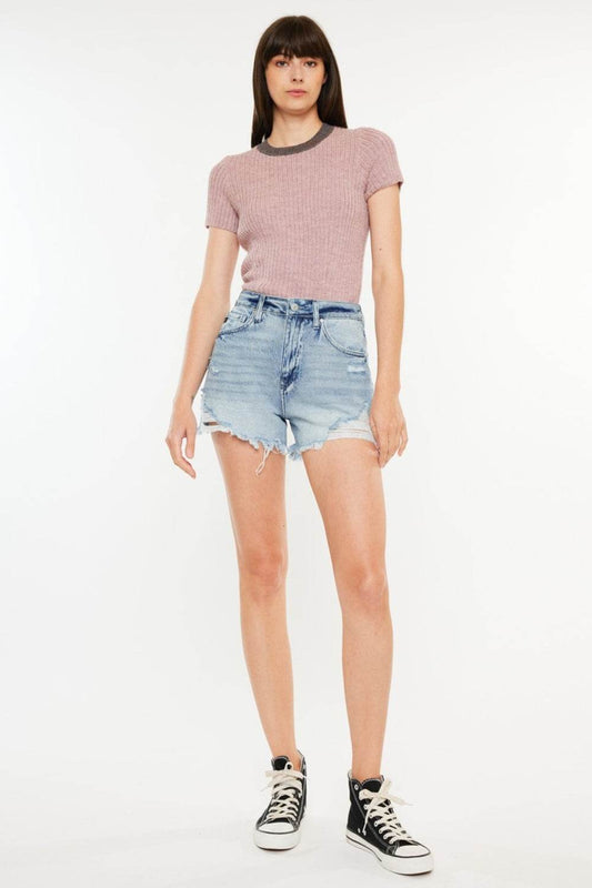 Kancan Distressed High Waist Denim Shorts with Pockets - Shop Style & More | Fresh Looks, Everyday Deals & Free Shipping