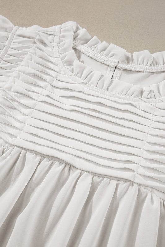 Dayana Ruffled Flutter Sleeve Pleated Blouse - Shop Style & More | Fresh Looks, Everyday Deals & Free Shipping