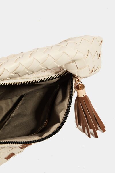 Fame Tassel Detail Weave Semi Circle Bag Bags