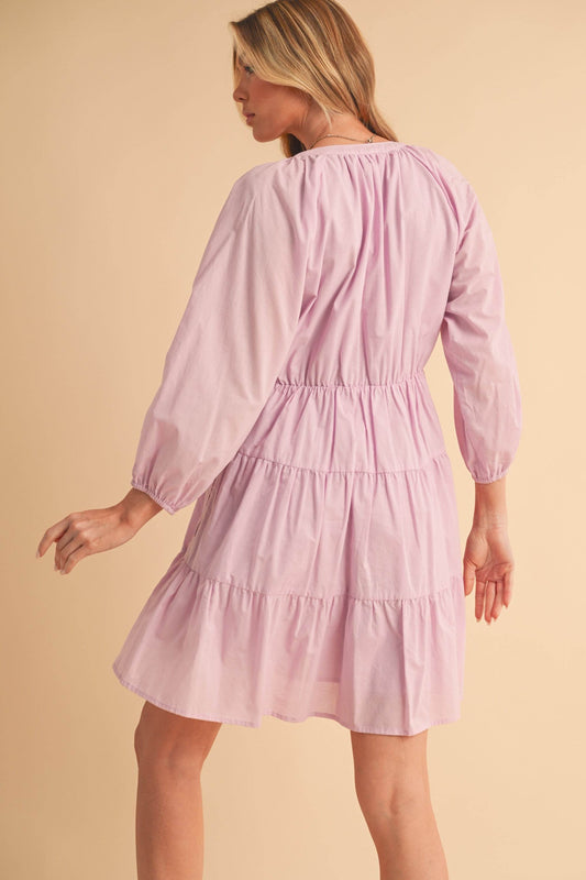 Aemi + Co Notched Balloon Sleeve Tiered Mini Dress - Shop Style & More | Fresh Looks, Everyday Deals & Free Shipping