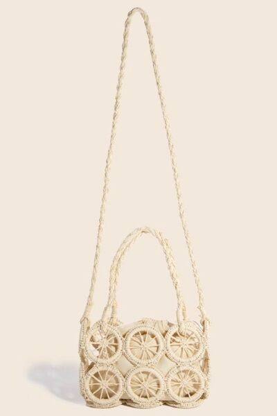 Fame Intricate Braided Wheels Crossbody Bag Ivory One Size Bags