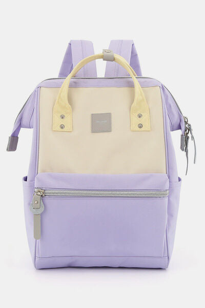 Himawari Water Resistant Canvas Backpack Bag with Side Pockets Purple Cream One Size Bags