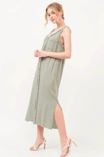And The Why Washed Gauzed Patch Pocket Tank Midi Dress - Shop Style & More | Fresh Looks, Everyday Deals & Free Shipping