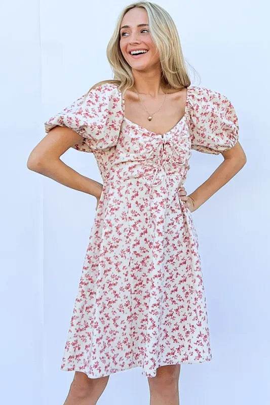 And The Why Lace Up Front Puff Babydoll Dress - Shop Style & More | Fresh Looks, Everyday Deals & Free Shipping