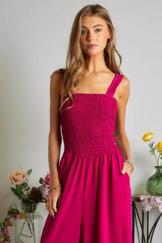 ADORA Smocking Top Wide Leg Jumpsuit - Shop Style & More | Fresh Looks, Everyday Deals & Free Shipping