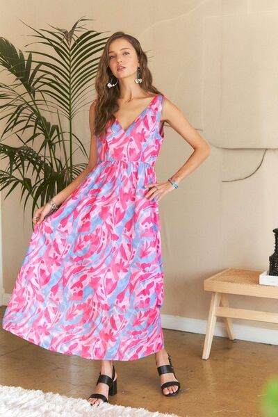 ADORA Abstract Floral V-Neck Maxi Dress Casual Dresses