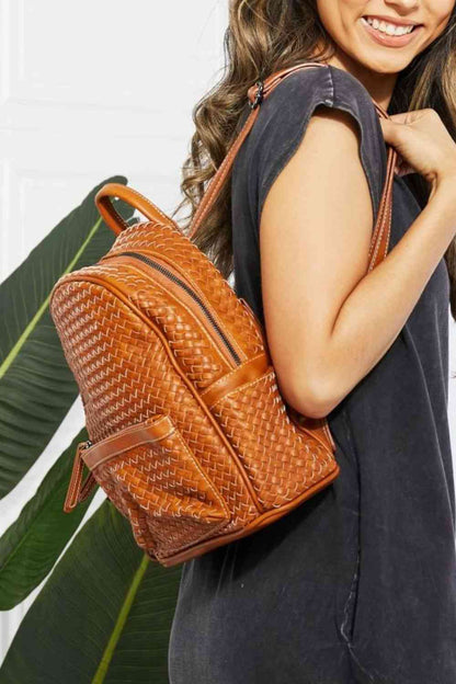 SHOMICO Certainly Chic Faux Leather Woven Backpack Bags