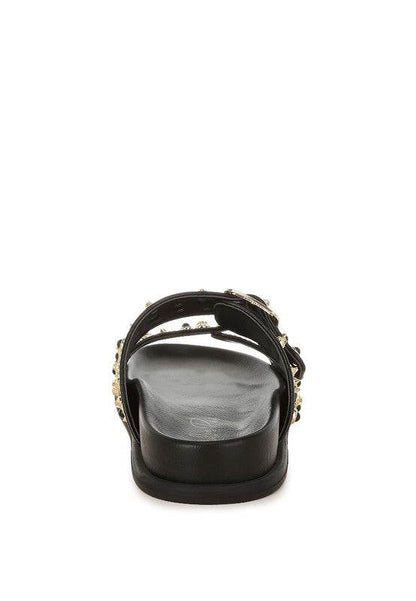 Jayata Metallic Stud Embellished Sliders - Shop Style & More | Fresh Looks, Everyday Deals & Free Shipping