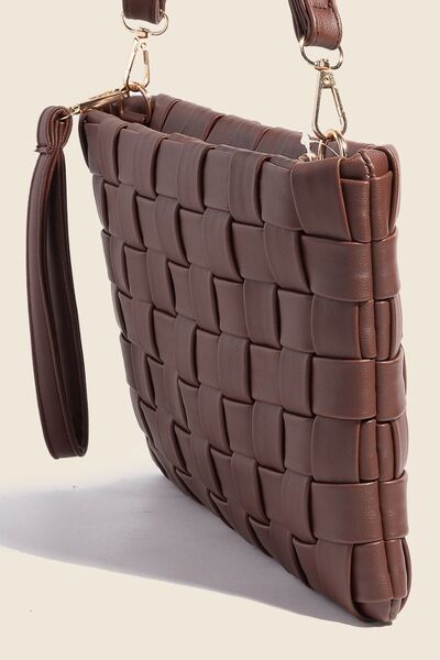 Fame Faux Leather Basket Weave Crossbody Bag Bags