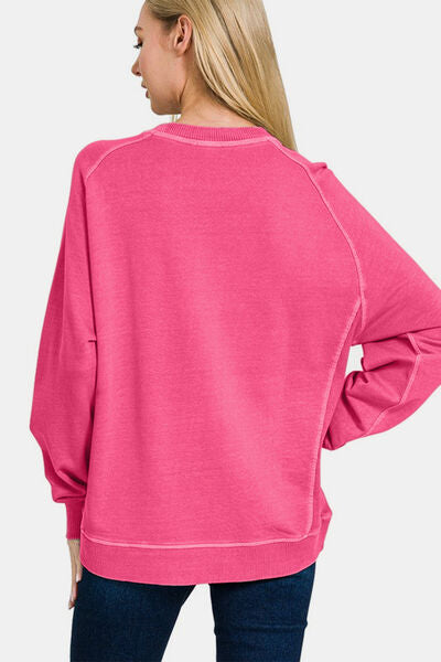 Zenana Full Size Pigment Dyed French Terry Sweatshirt Hoodies & Sweaters