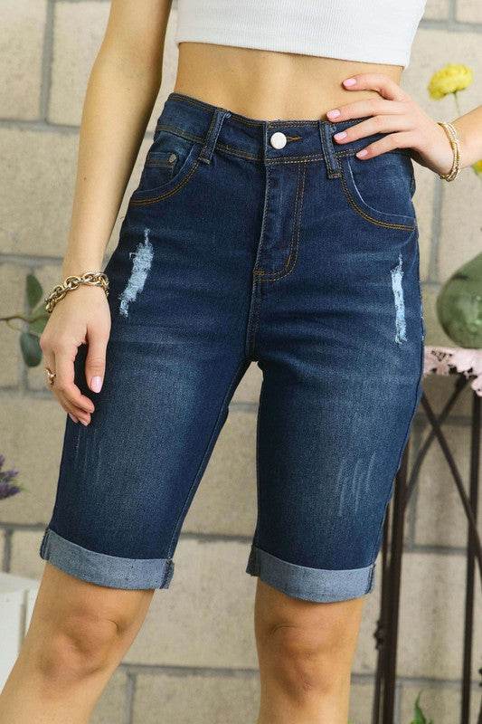 ADORA Distressed Denim Shorts with Pockets - Shop Style & More | Fresh Looks, Everyday Deals & Free Shipping