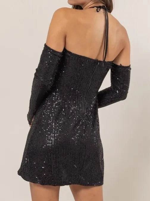 HYFVE Sequin Rosette Halter Mini Dress - Shop Style & More | Fresh Looks, Everyday Deals & Free Shipping