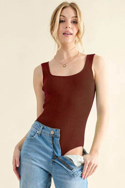 And The Why Ribbed Square Neck Bodysuit - Shop Style & More | Fresh Looks, Everyday Deals & Free Shipping