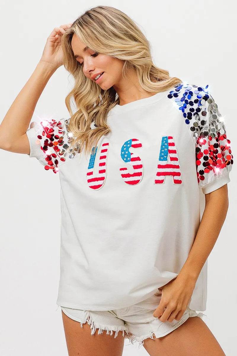 BiBi American Flag Theme Sequin Top - Shop Style & More | Fresh Looks, Everyday Deals & Free Shipping
