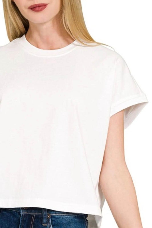 Zenana Premium Cotton Relaxed Crop Tee - Shop Style & More | Fresh Looks, Everyday Deals & Free Shipping