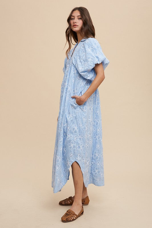 Annie Wear Floral Smock Detail Puff Sleeve Dress Casual Dresses