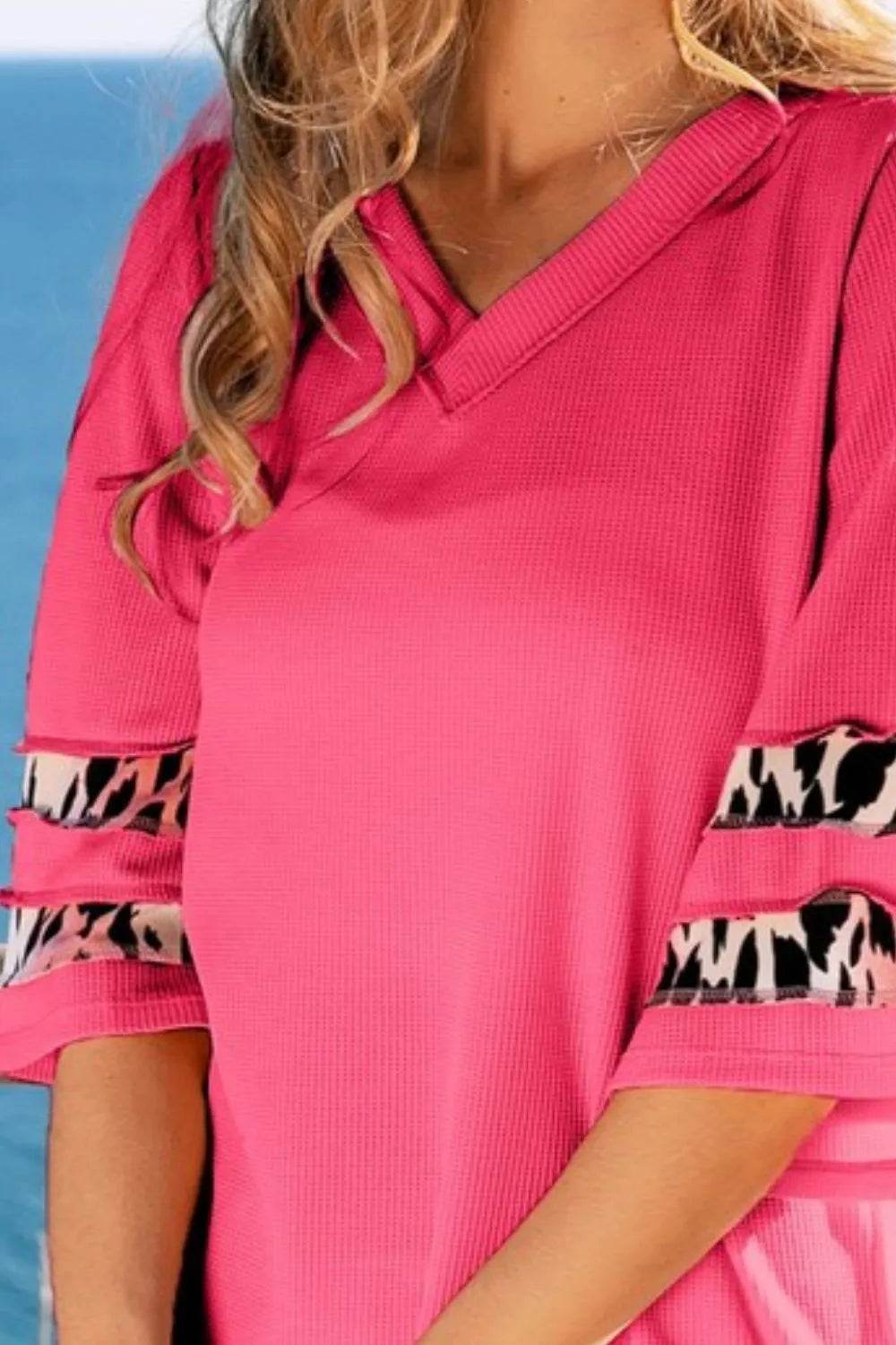 BiBi Leopard Print Contrast Tiered Sleeves Thermal Top - Shop Style & More | Fresh Looks, Everyday Deals & Free Shipping