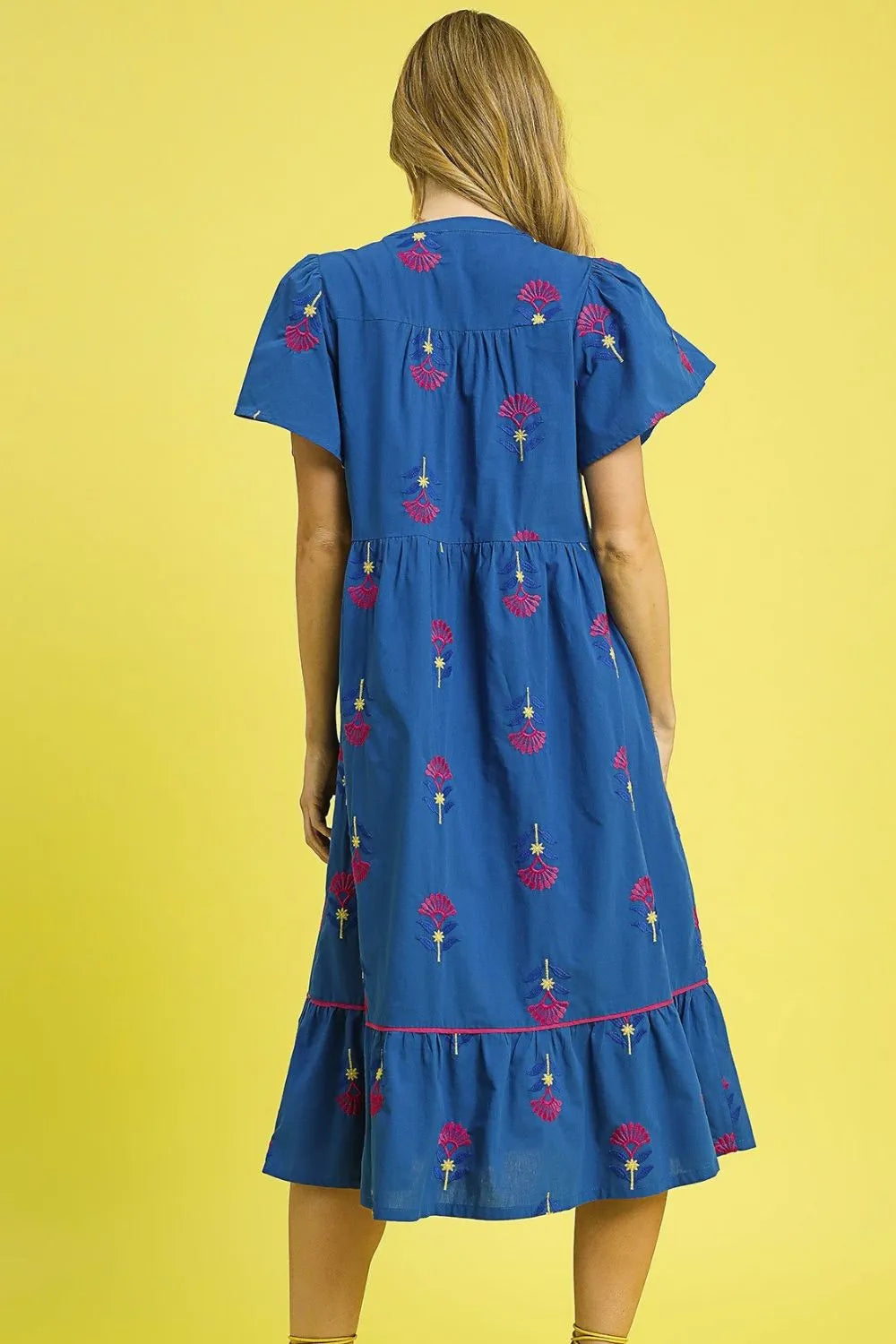 Umgee Embroidered Tiered Midi Dress Dresses - Casual Dresses