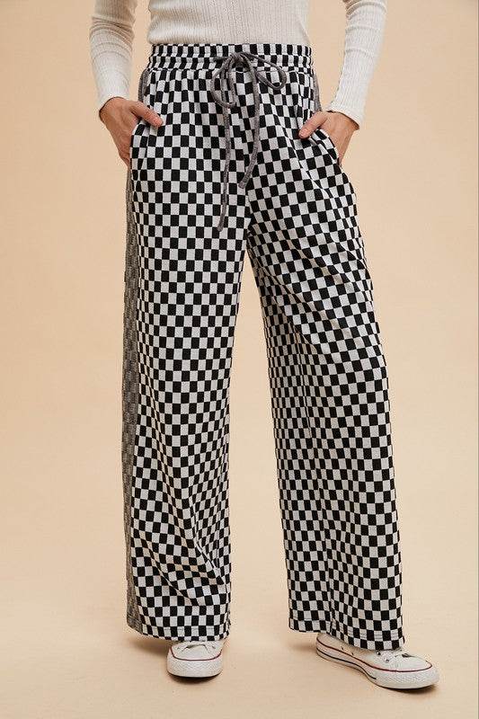 Annie Wear Drawstring Checkered Wide Leg Pants - Shop Style & More | Fresh Looks, Everyday Deals & Free Shipping