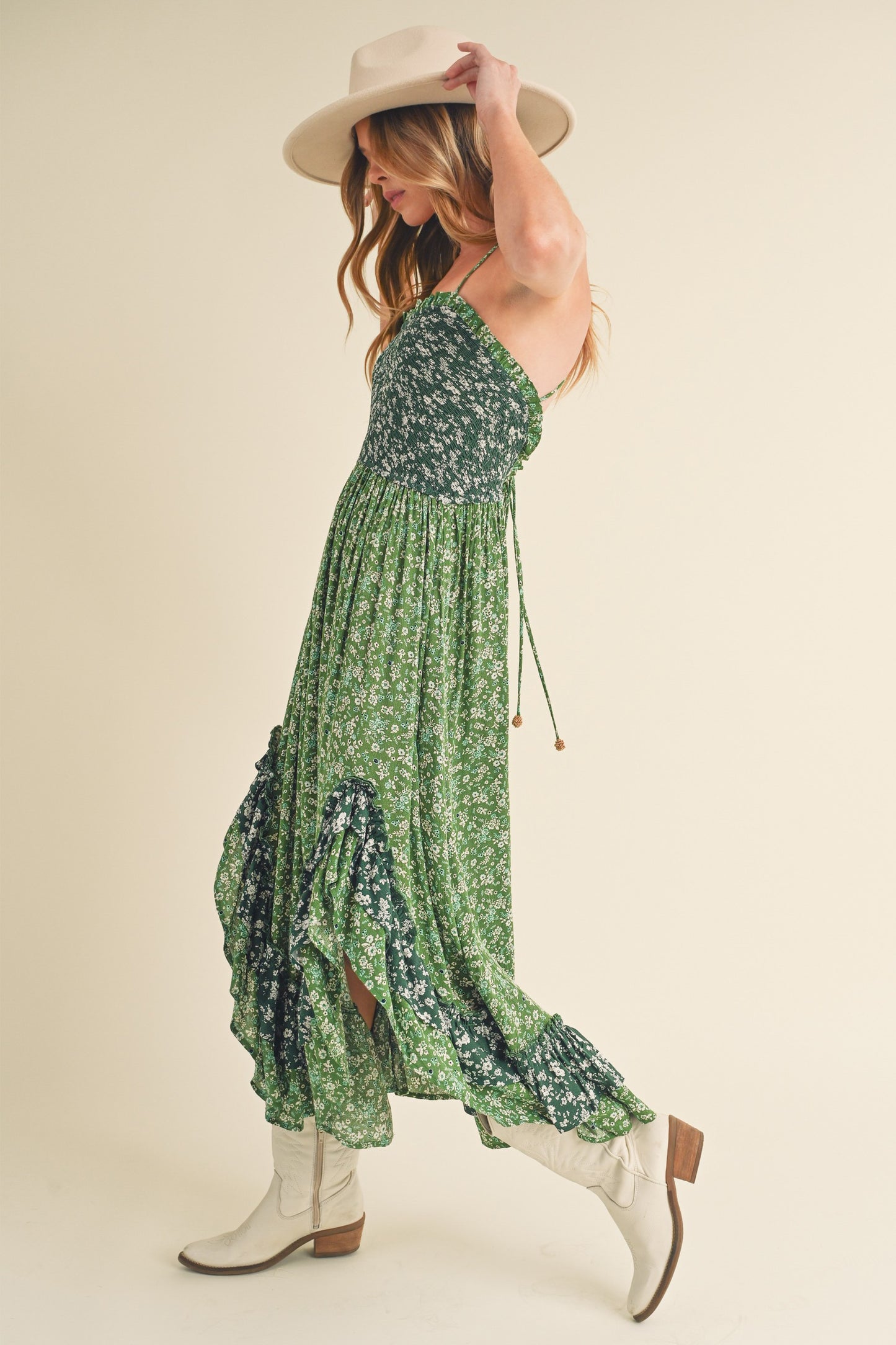 Aemi + Co Ditsy Floral Ruffled Hem Maxi Cami Dress Casual Dresses