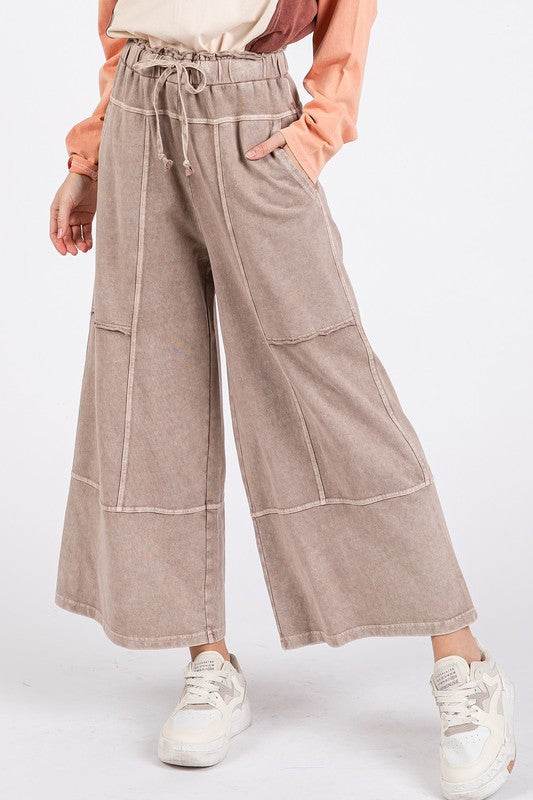 Mittoshop Mineral Wash Seam French Terry Wide Leg Pants - Shop Style & More | Fresh Looks, Everyday Deals & Free Shipping
