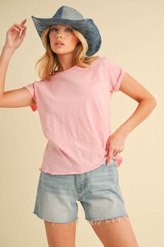 Aemi + Co Lettuce Edge Round Neck Short Sleeve T-Shirt - Shop Style & More | Fresh Looks, Everyday Deals & Free Shipping