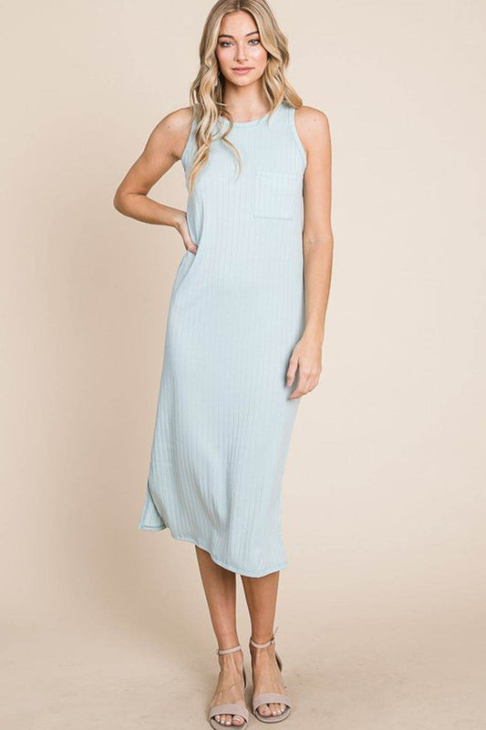 BOMBOM Ribbed Knit Sleeveless Midi Dress - Shop Style & More | Fresh Looks, Everyday Deals & Free Shipping