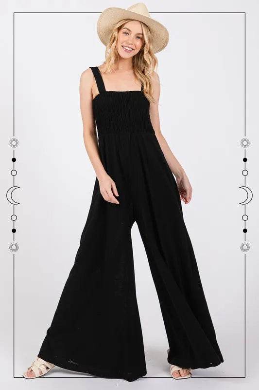 SAGE+FIG Smocked Flowy Wide Leg Jumpsuit - Shop Style & More | Fresh Looks, Everyday Deals & Free Shipping
