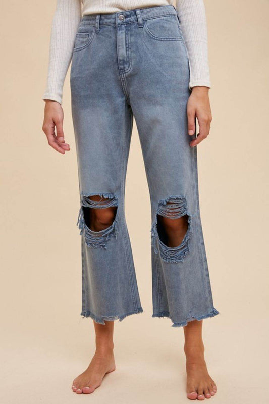 Annie Wear Distressed Raw Hem Jeans - Shop Style & More | Fresh Looks, Everyday Deals & Free Shipping