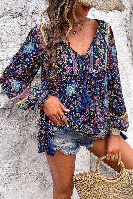 All Over Floral Print Cross Deep V Boho Top - Shop Style & More | Fresh Looks, Everyday Deals & Free Shipping