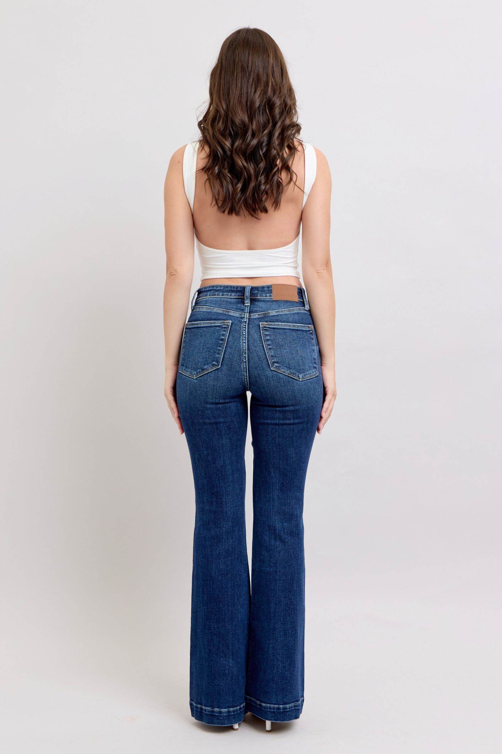Judy Blue Full Size High Rise Flare Jeans with Pockets Plus Size - Shop Style & More | Fresh Looks, Everyday Deals & Free Shipping