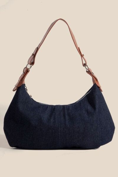 Fame Middle Stitch Zipper Handbag Dark Navy One Size Bags