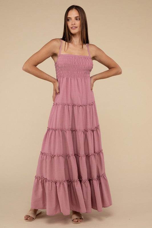 Woven Smocked Top Tiered Cami Maxi Dress - Shop Style & More | Fresh Looks, Everyday Deals & Free Shipping