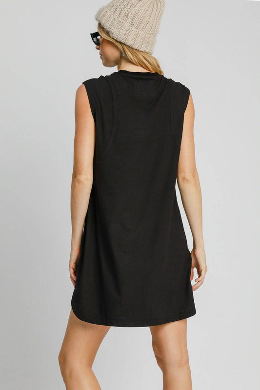 Umgee Round Neck Sleeveless High-Low Curved Hemline Mini Dress - Shop Style & More | Fresh Looks, Everyday Deals & Free Shipping
