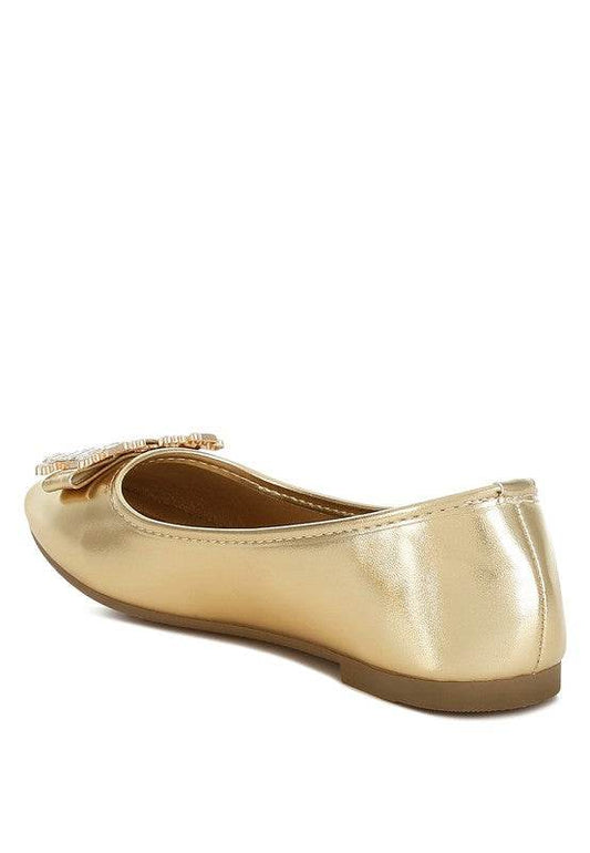 Navik Rhinestone Buckle Metallic Ballerinas - Shop Style & More | Fresh Looks, Everyday Deals & Free Shipping