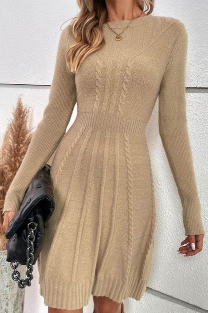 Knit Cross Strip Self Fit Solid Sweater Dress - Shop Style & More | Fresh Looks, Everyday Deals & Free Shipping