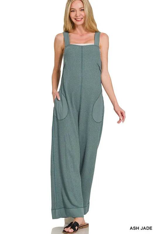 Zenana Knit Waffle Wide Leg Overalls - Shop Style & More | Fresh Looks, Everyday Deals & Free Shipping