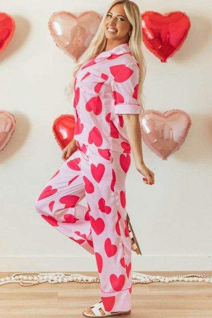 Heart Valentines Short Sleeve Pants Pajamas Set - Shop Style & More | Fresh Looks, Everyday Deals & Free Shipping
