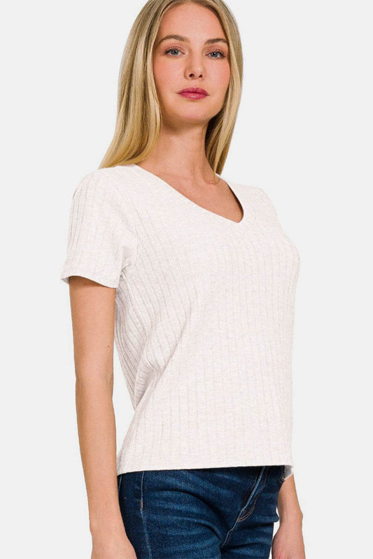 Zenana Ribbed Short Sleeve T-Shirt - Shop Style & More | Fresh Looks, Everyday Deals & Free Shipping