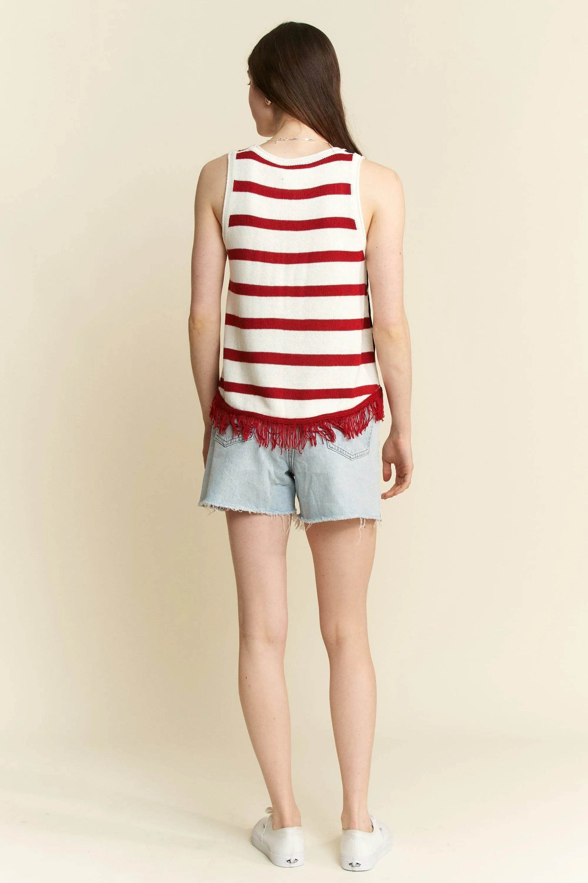 Jade By Jane Full Size American Flag Fringe Tank Top Plus Size - Shop Style & More | Fresh Looks, Everyday Deals & Free Shipping