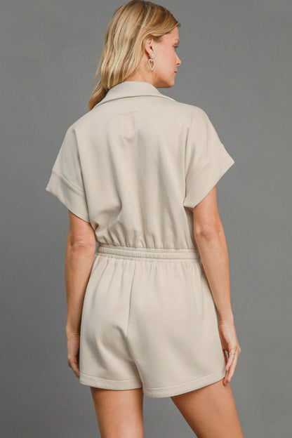 Umgee Full Size Half Sleeve Dolman Sleeved Romper Plus Size