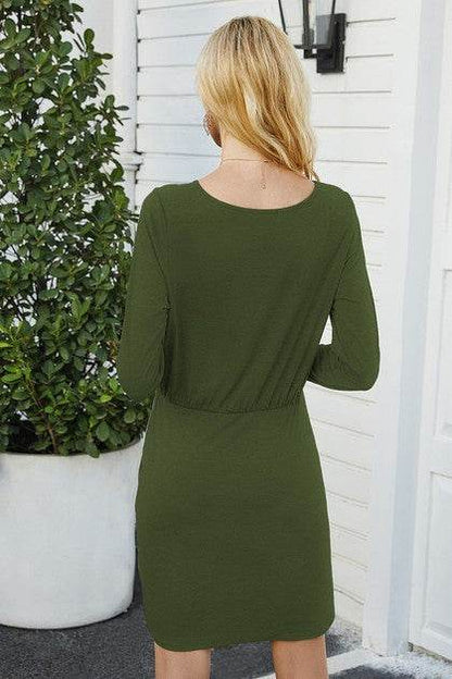 Solid Crew Neck High Waist Drawstring Dress - Shop Style & More | Fresh Looks, Everyday Deals & Free Shipping