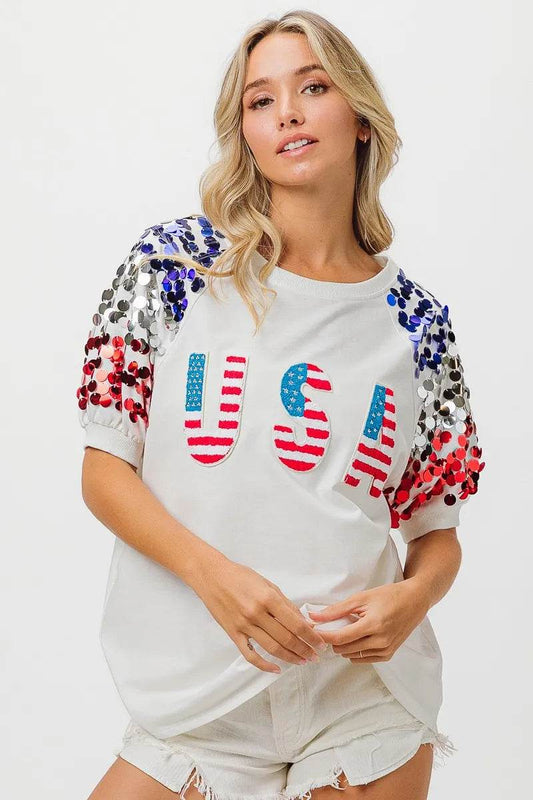 BiBi American Flag Theme Sequin Top - Shop Style & More | Fresh Looks, Everyday Deals & Free Shipping