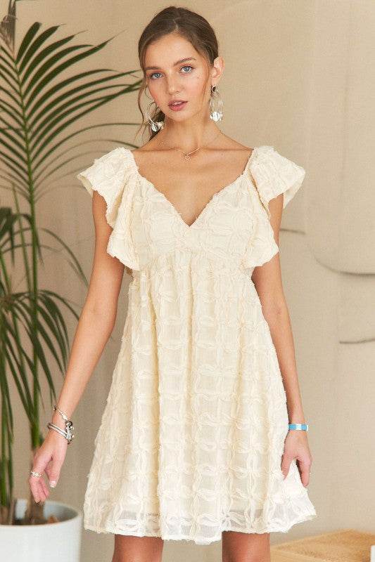 ADORA Tie Back V-Neck Ruffle Sleeve Dress - Shop Style & More | Fresh Looks, Everyday Deals & Free Shipping