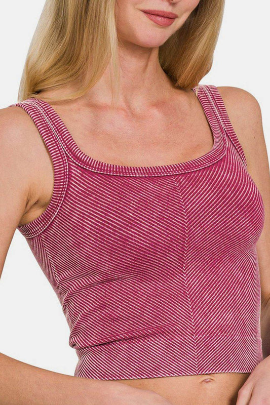 Zenana Washed Ribbed Scoop Neck Wide Strap Tank - Shop Style & More | Fresh Looks, Everyday Deals & Free Shipping