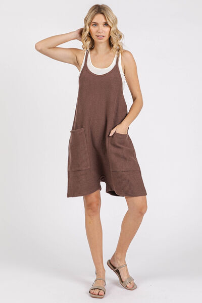 Mittoshop Scoop Neck Spaghetti Strap Overalls with Pockets Jumpsuits