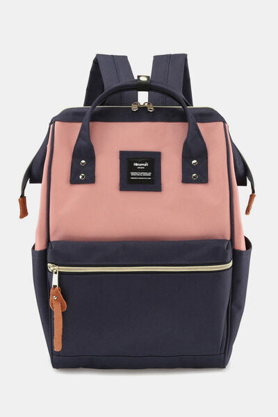 Himawari Waterproof Canvas Backpack Bag with Side Pockets A-Navy Pink One Size Bags