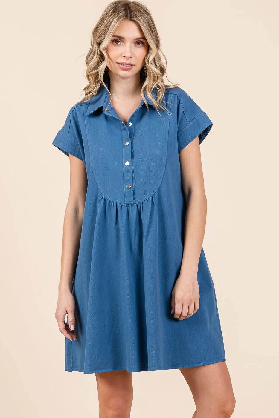 Mittoshop Twill Short Sleeve Collared Mini Dress - Shop Style & More | Fresh Looks, Everyday Deals & Free Shipping