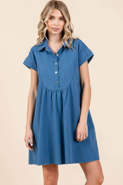 Mittoshop Twill Short Sleeve Collared Mini Dress - Shop Style & More | Fresh Looks, Everyday Deals & Free Shipping